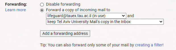 Click on Forward a copy of incoming mail to your mail